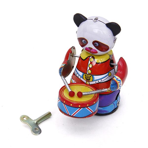Vintage Toys Collection - ゼンマイ仕掛けのパンダドラマーおもちゃ、ヴィンテージスタイルの収集価値のある金属製動物フィギュア、家の装飾に最適なギフト