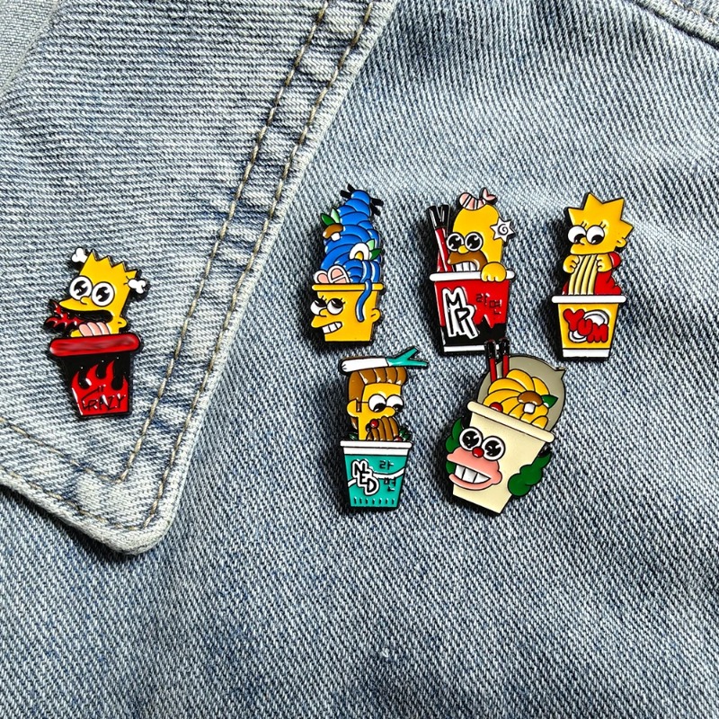Vintage Item - 6 個セットシンプソンズかわいい面白いバッジハロウィン漫画エナメルピン金属衣類学生バックパックアクセサリー誕生日ギフト