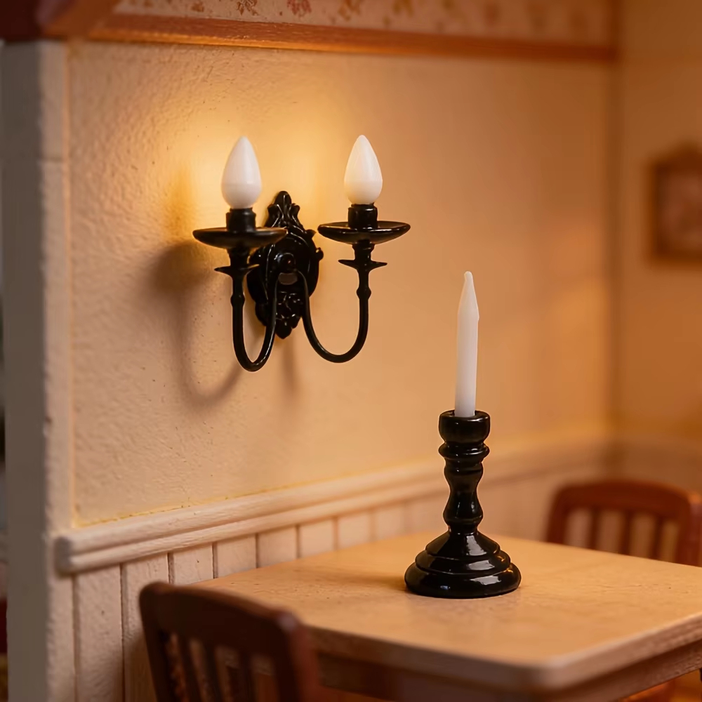 Collectible Vintage Lamps - ヴィンテージウォールランプキャンドル 1:12スケール ミニチュアコレクタブル ホームデコレーションモデル アクセサリー ドールハウスに最適