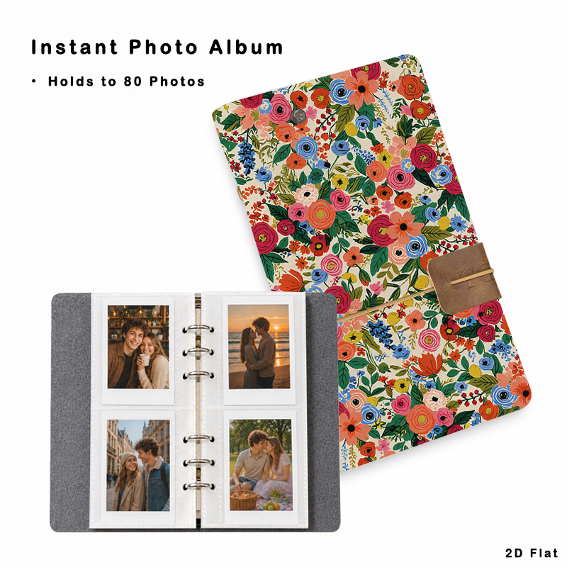Collectible Vintage Photos - ヴィンテージ花柄フォトアルバム 80ポケット 20ページ 縦型挿入写真 家族旅行 結婚式の思い出コレクション用