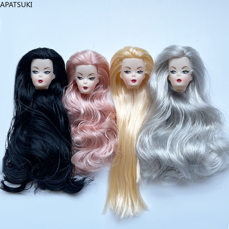 Vintage Item - 青い目のウェーブカールヘアドールヘッド、11.5インチドールヘッド用、ヴィンテージSTフェイスモールド、1/6ドールヘッド、女性ヘッド、メイクアップクオリティDIYパーツ