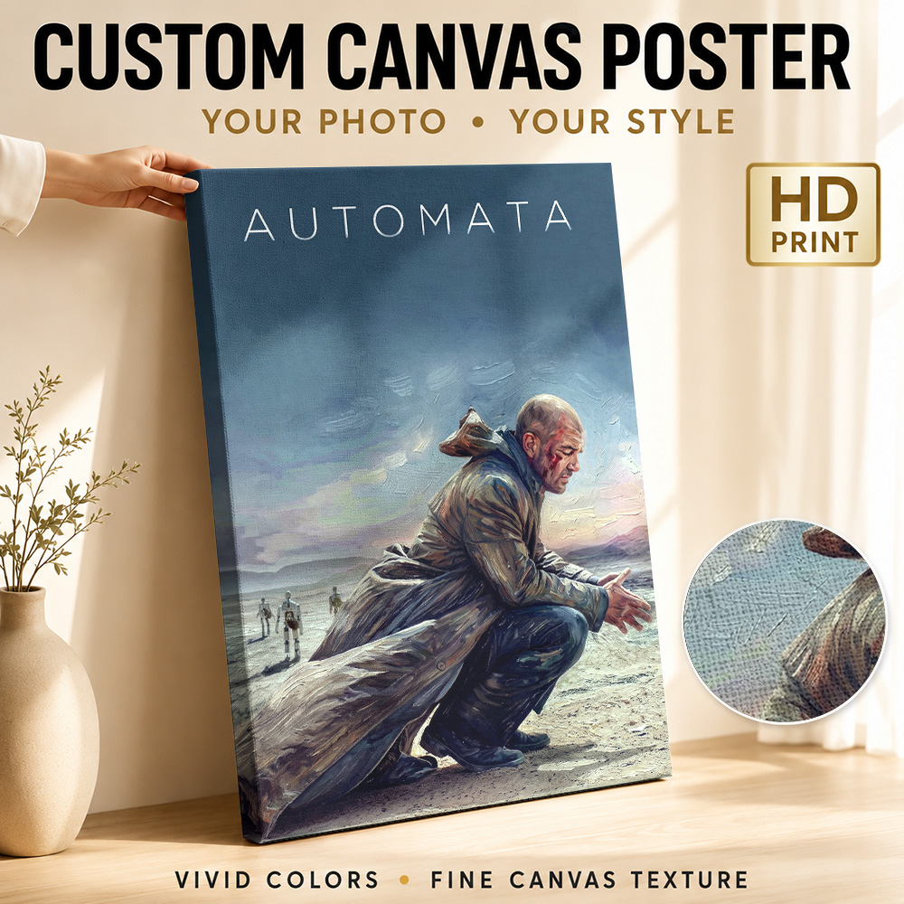 Collectible Vintage Photos - オートマタ映画の額入りキャンバスポスター、パーソナライズされた写真、ヴィンテージ映画のウォールアート、寝室の装飾用、コレクターアイテム、すぐに飾れるギフト
