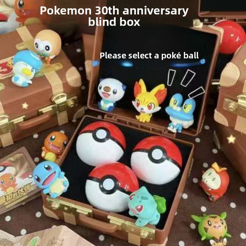 Vintage Toy Collector - ボックス付きポケモンファーストパートナーズ ブラインドボックス スターターフィギュア3個＋ポケボール3個、アニメフィギュアおもちゃ ヴィンテージ収納ケース付き