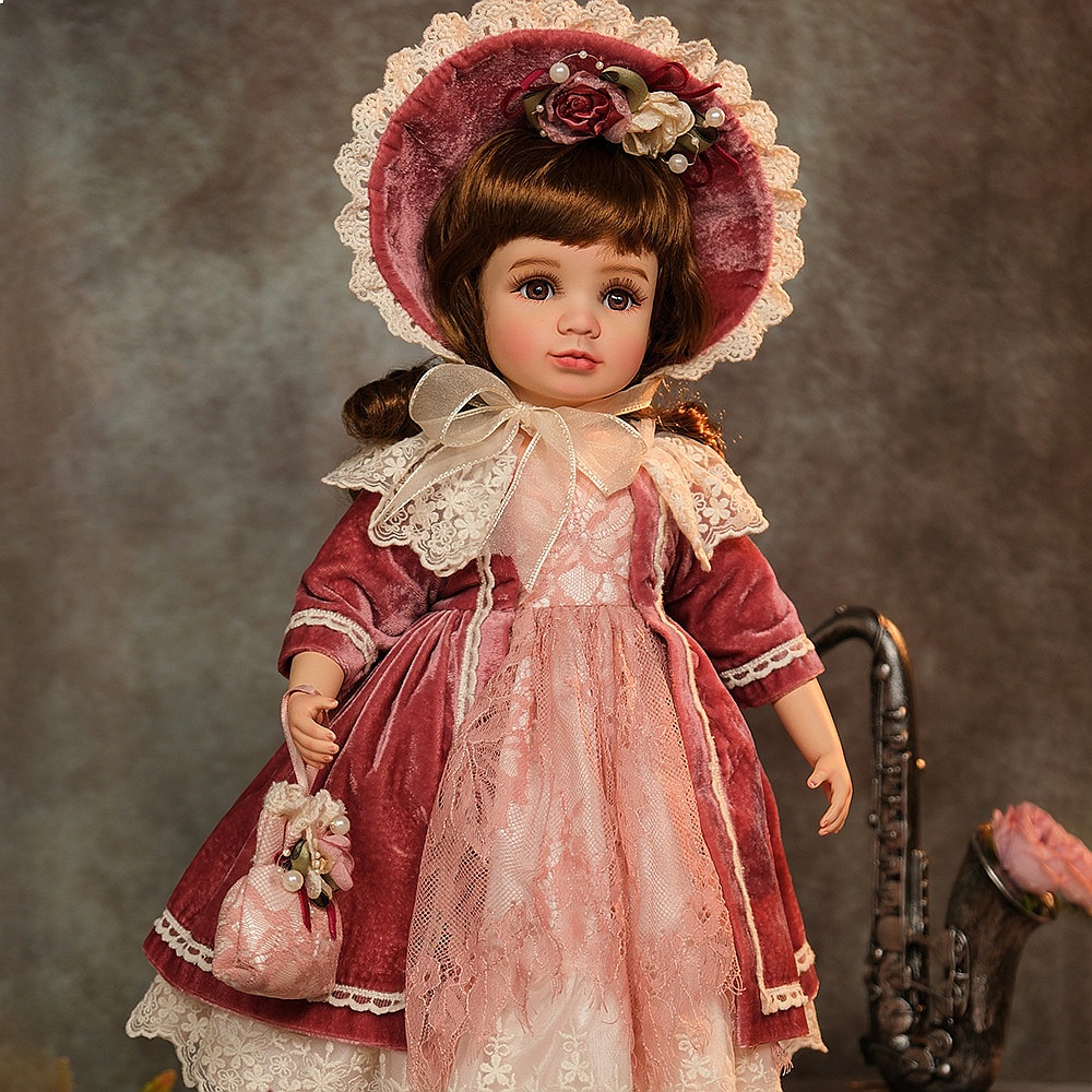 18インチのヴィンテージドール、磁器製フィギュア、女の子への - Vintage Collectible Porcelain Dolls のレビューと価格