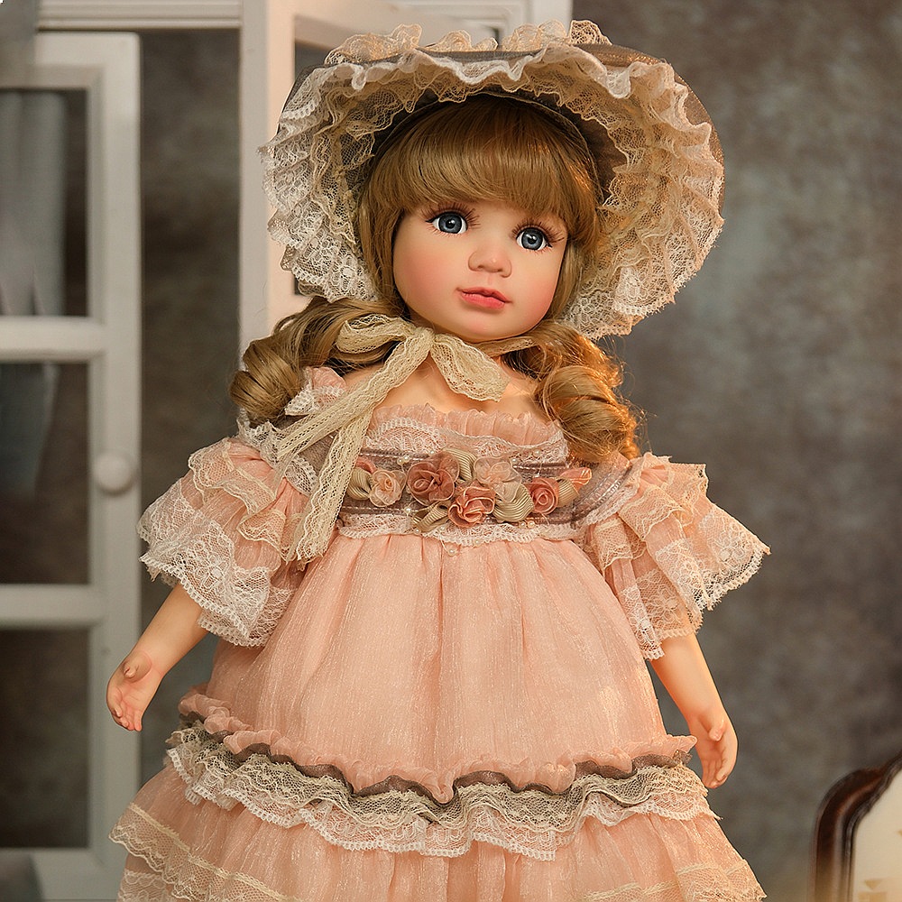18インチのヴィンテージドール、磁器製フィギュア、女の子への - Vintage Collectible Porcelain Dolls のレビューと価格