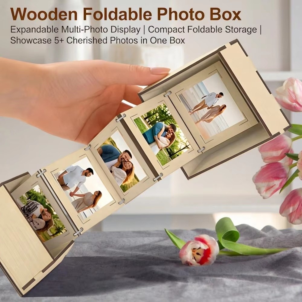 クリエイティブ折りたたみ木製写真収納ボックス素朴なヴィンテー - Collectible Vintage Photos のレビューと価格