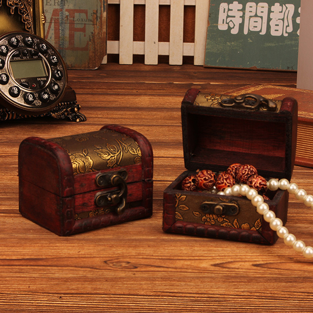 中国風のヴィンテージ木製ジュエリーボックスロック付き小物入れ - Vintage Item のレビューと価格