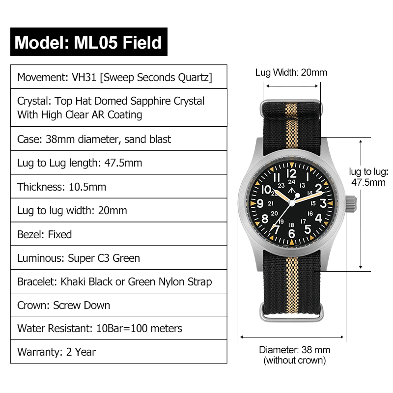 ミリタード ML05 ヴィンテージウォッチ VH31 スイー - Vintage Watch Crystal のレビューと価格